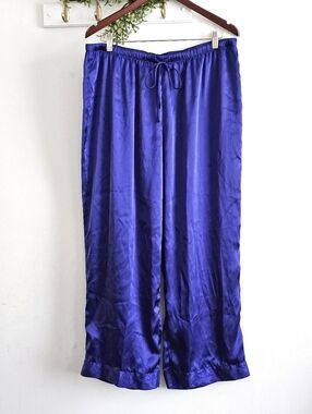 Cacique Satin Lounge Pants Purple Wide Leg Sleepwear 18/20 Plus Size